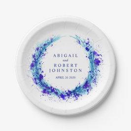 Plato de papel con nombres de corona de acuarela a