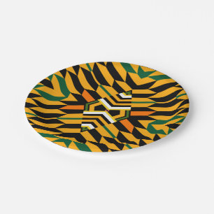 Plato de papel con patrón Kente moderno