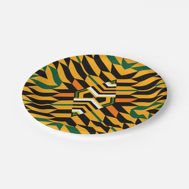 Plato de papel con patrón Kente moderno (Angular)