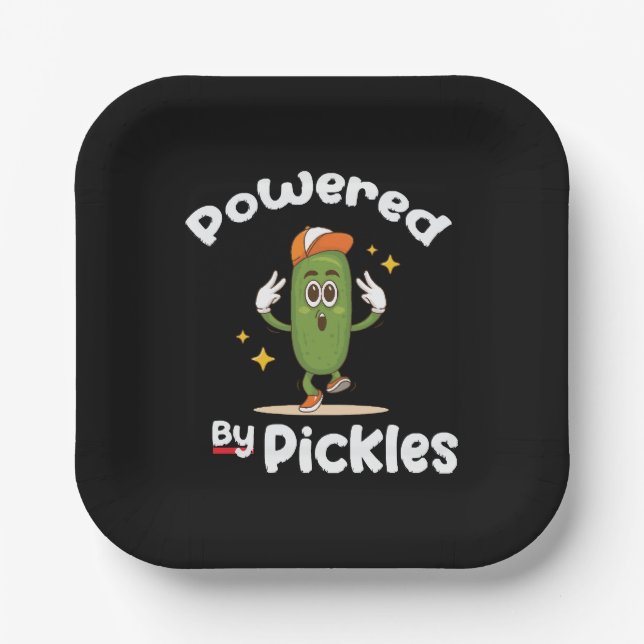 Plato De Papel Con Pickles Comida Encurtido Divertido (Anverso)