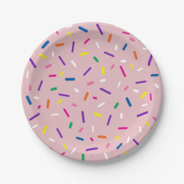 Plato de papel con sprinkles rosa pastel