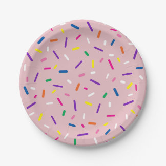 Plato de papel con sprinkles rosa pastel