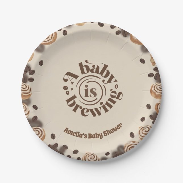 Plato de papel con tema de café 'Está preparando u (Anverso)