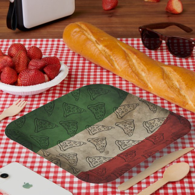 Plato de papel con tema italiano (Picnic)