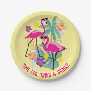 Plato De Papel Con texto Summer Pickleball 🤩 fiesta tropical 