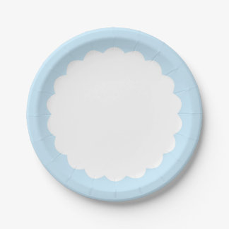 Plato De Papel Concha de peregrino azul clara - personalizable