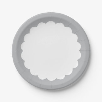 Plato De Papel Concha de peregrino gris clara - Personalizable
