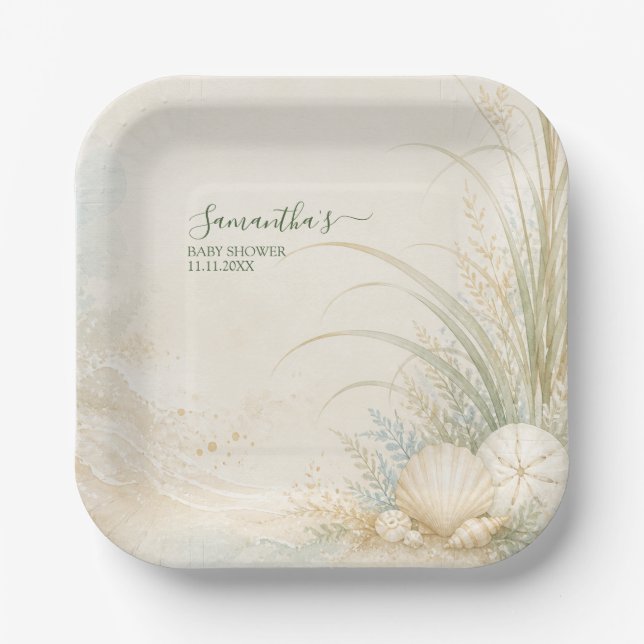 Plato De Papel Conchas Costeras (Anverso)