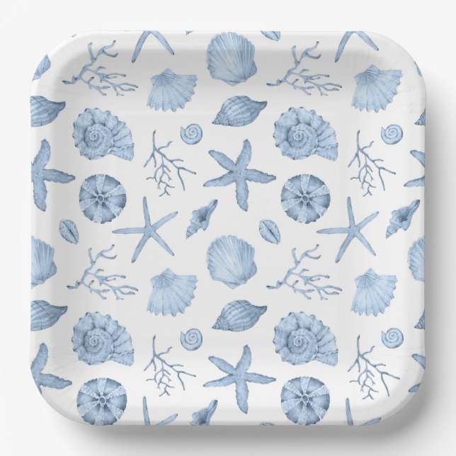 Plato De Papel Conchas de mar Costa del mar (Anverso)