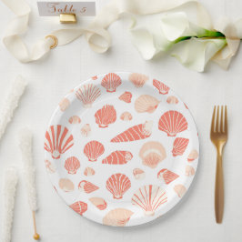 Plato De Papel Conchas marinas | Playa del océano linda