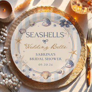 Plato De Papel Conchas marinas y campanas de boda Bridal Shower C