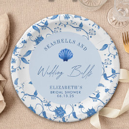 Plato De Papel Conchas marinas y campanas de boda CHUVIA COSTERA 