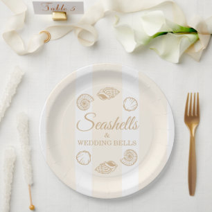 Plato De Papel Conchas marinas y campanas de boda: Desayuno de no