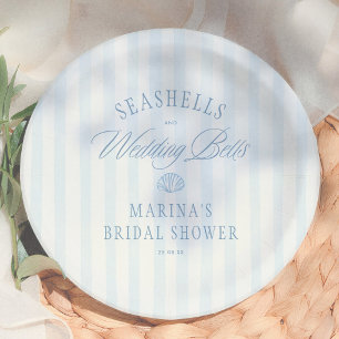 Plato De Papel Conchas marinas y campanas de boda: Duche de novia