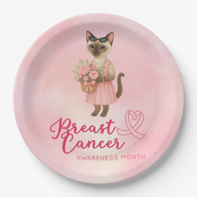 Plato De Papel Concienciación sobre el cáncer de mama Florismo de (Anverso)