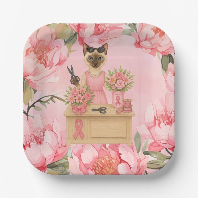 Plato De Papel Concienciación sobre el cáncer de mama Florismo de (Anverso)