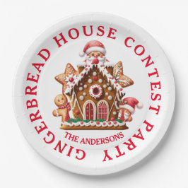 Plato De Papel Concurso de la Casa de Gingerbread Fiesta Blanco y