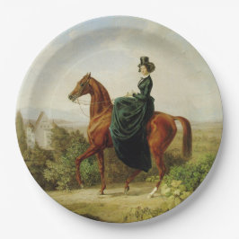 Plato De Papel Condesa a caballo (caballo marrón elegante)