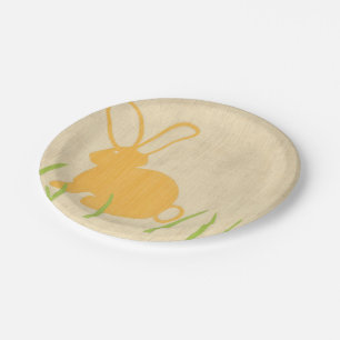 Plato De Papel Conejito amarillo e hierba verde de Chariklia