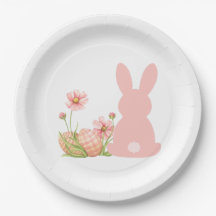 Conejito de Pascua Rosa Adorable con Flores de Pri