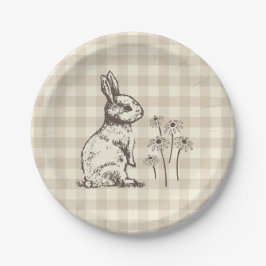 Plato De Papel Conejitos de peluche Bonanza - fiesta de Pascua.