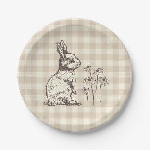 Plato De Papel Conejitos de peluche Bonanza - fiesta de Pascua.