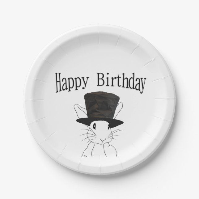 Plato De Papel Conejo Blanco (Anverso)