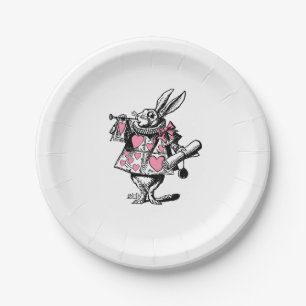 Plato De Papel Conejo Blanco Trompetista Alice Adv Wonderland Ros