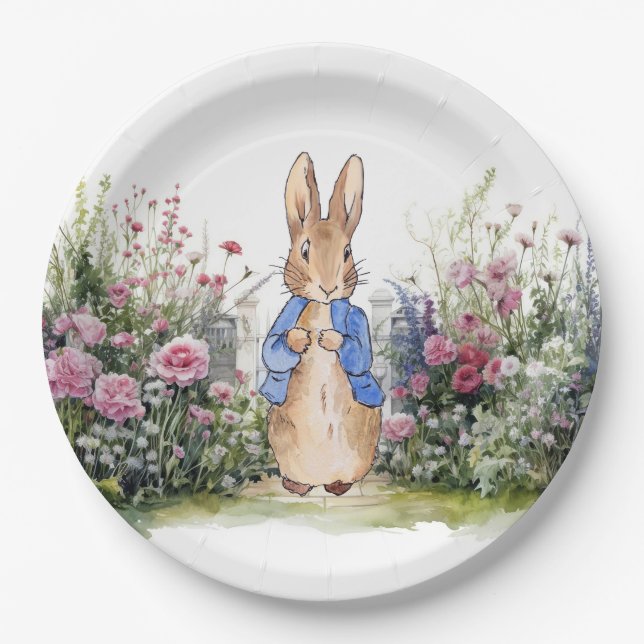 Plato De Papel Conejo clásico azul chaqueta de conejo (Anverso)