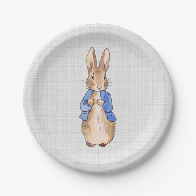 Plato De Papel Conejo clásico de Bunny chaqueta azul (Anverso)