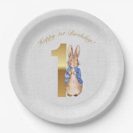 Plato De Papel Conejo clásico de cumpleaños