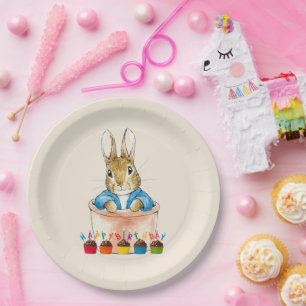 Plato De Papel Conejo clásico sentado en maceta