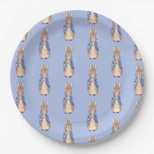Plato De Papel conejo clásico sobre fondo azul