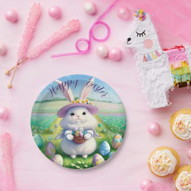 Plato De Papel Conejo Cute Easter 01 (Fiesta)