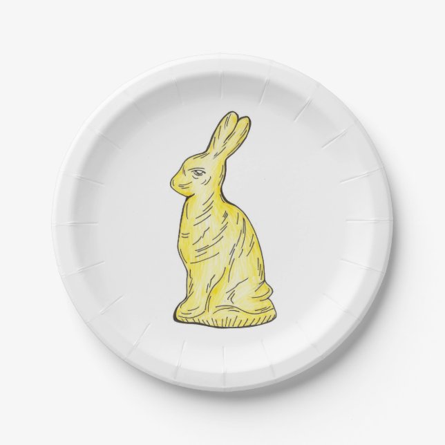 Plato De Papel Conejo de chocolate blanco conejo de pascua (Anverso)