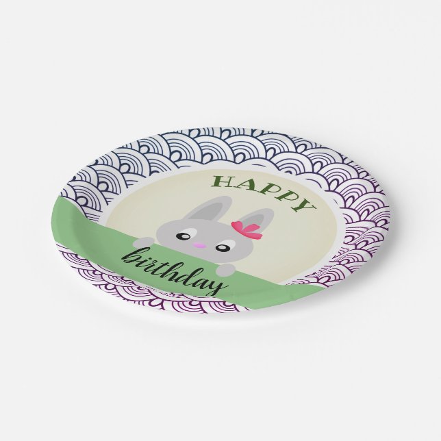 Plato De Papel Conejo de cumpleaños feliz (animales), garabato (Angular)