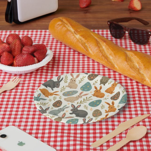 Plato De Papel Conejo de Pascua (Picnic)