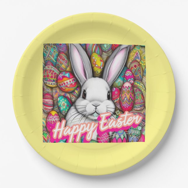 Plato De Papel Conejo de Pascua (Anverso)