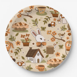 Plato De Papel conejo de pascua cottagecore beige
