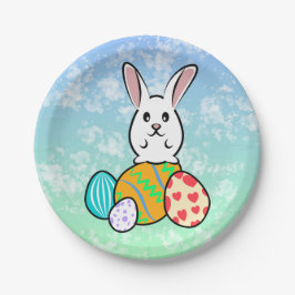 Plato De Papel Conejo de Pascua en huevos de Pascua