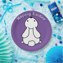 Plato De Papel Conejo de Pascua Feliz Servilleta Púrpura