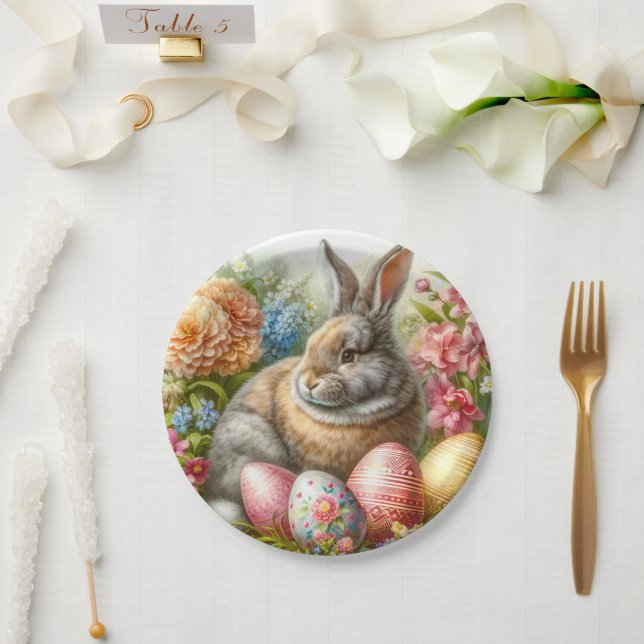 Plato De Papel Conejo de Pascua Fiesta  (Boda)