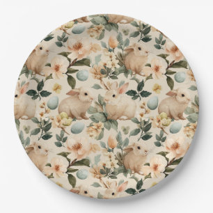 Plato De Papel Conejo de Pascua Floral Vintage (4)