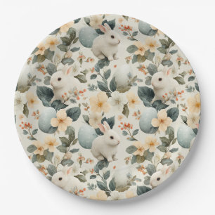 Plato De Papel Conejo de Pascua Floral Vintage (6)