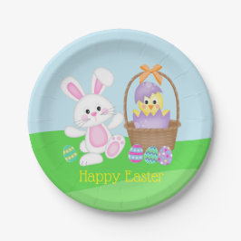 Plato De Papel Conejo De Pascua Y Chick Infantil