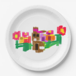 Plato De Papel Conejo de primavera