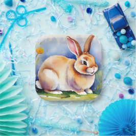 Plato De Papel Conejo feliz 2, Pascua