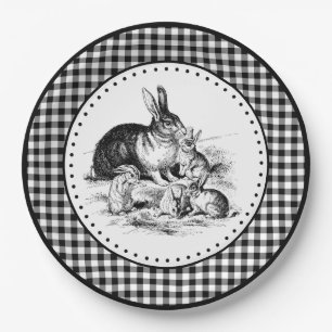 Plato De Papel Conejo Gingham