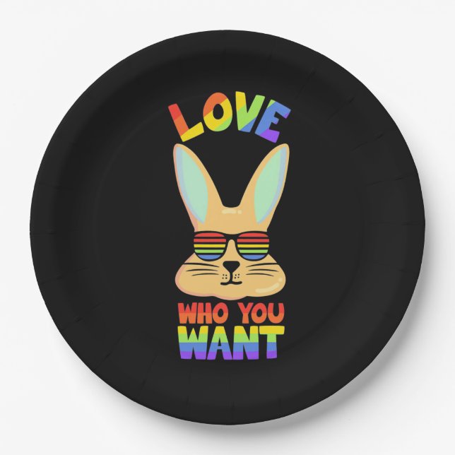 Plato De Papel Conejo LGBT de lesbianas (Anverso)