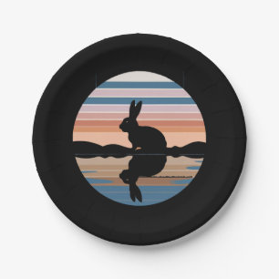Plato De Papel Conejo Retro Sunset